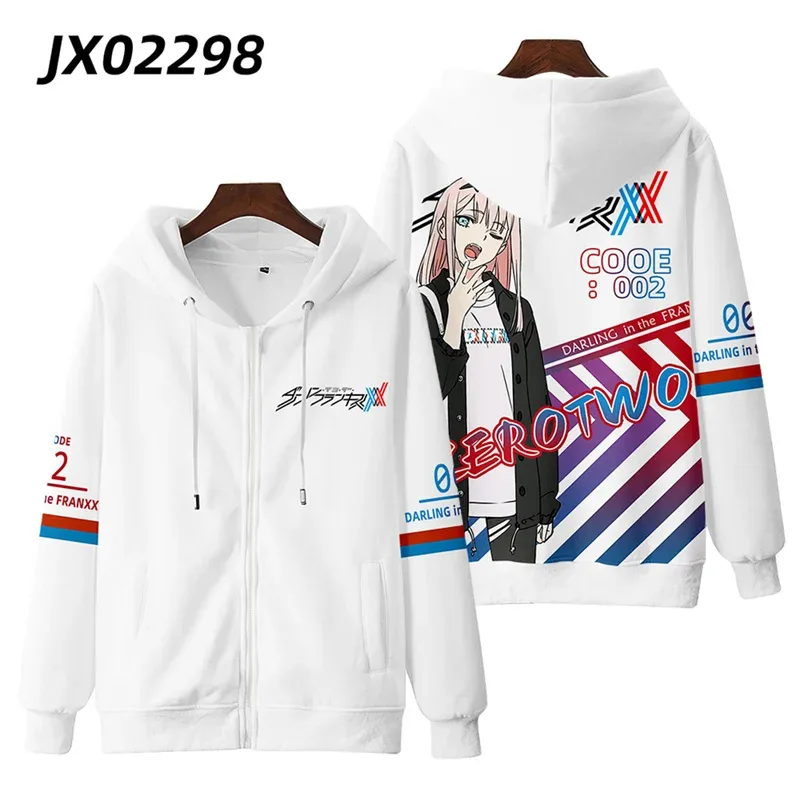 Hot Japan Anime Darling In The Franxx Cosplay Zipper Hoodies 3D Print Men Women Hip Hop Tracksuit Zipper Hoodie Men's Clothing