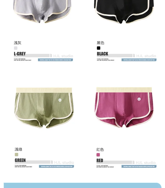 5PCS/Pack Fashion Dopamine 100% Cotton Solid Striped Men's Underpants Breathable Mesh Pouch Panties High Elastic Men Underwear