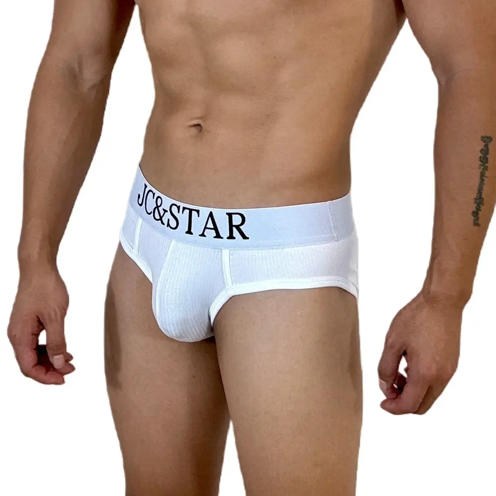 Athletic High Cut Design Sexy Man's Underwear Briefs Underpants Ribbed Cotton Sports Comfort Men Bikini Slip Men's Tanga Briefs