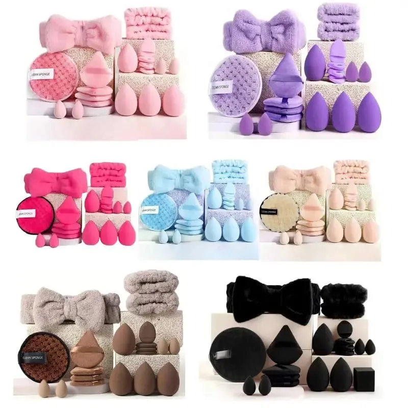 20 33Pcs Buong Makeup Tool Set na May Puff Brush Beauty Sponge Para sa Makeup Applying At Pag-alis ng Pang-araw-araw na Paggamit