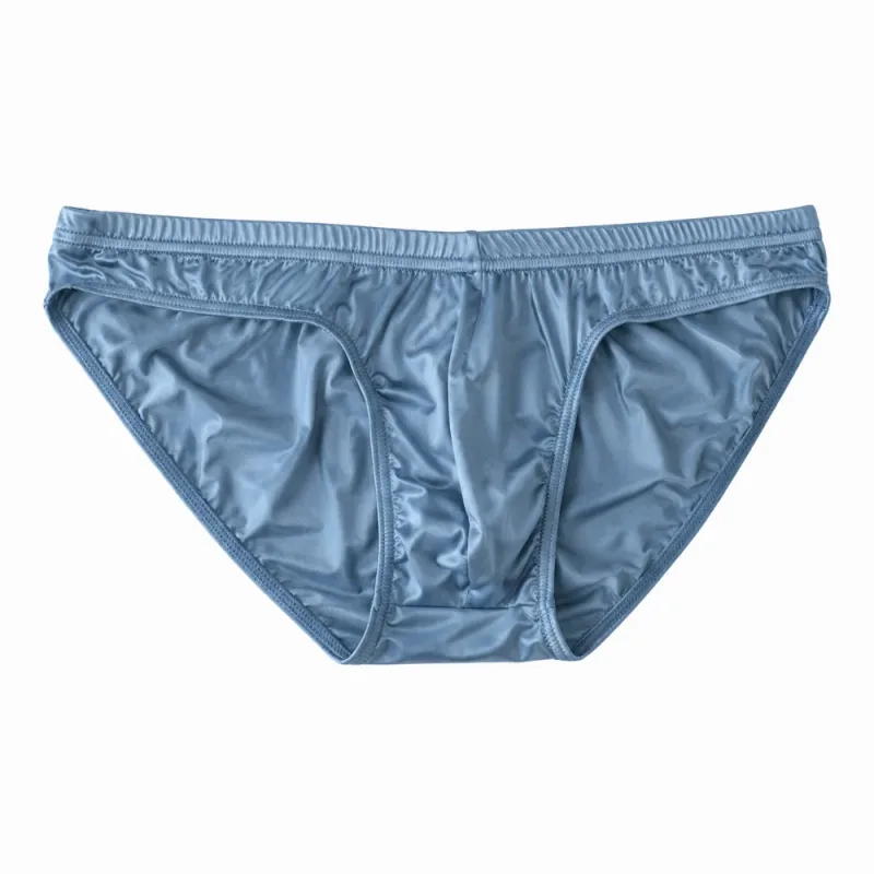 Cool Smooth Men's Underwear Low Waist Bulge Pouch Ice Silk Briefs Lingerie Breathable Satin Silk Panties Daily Routine