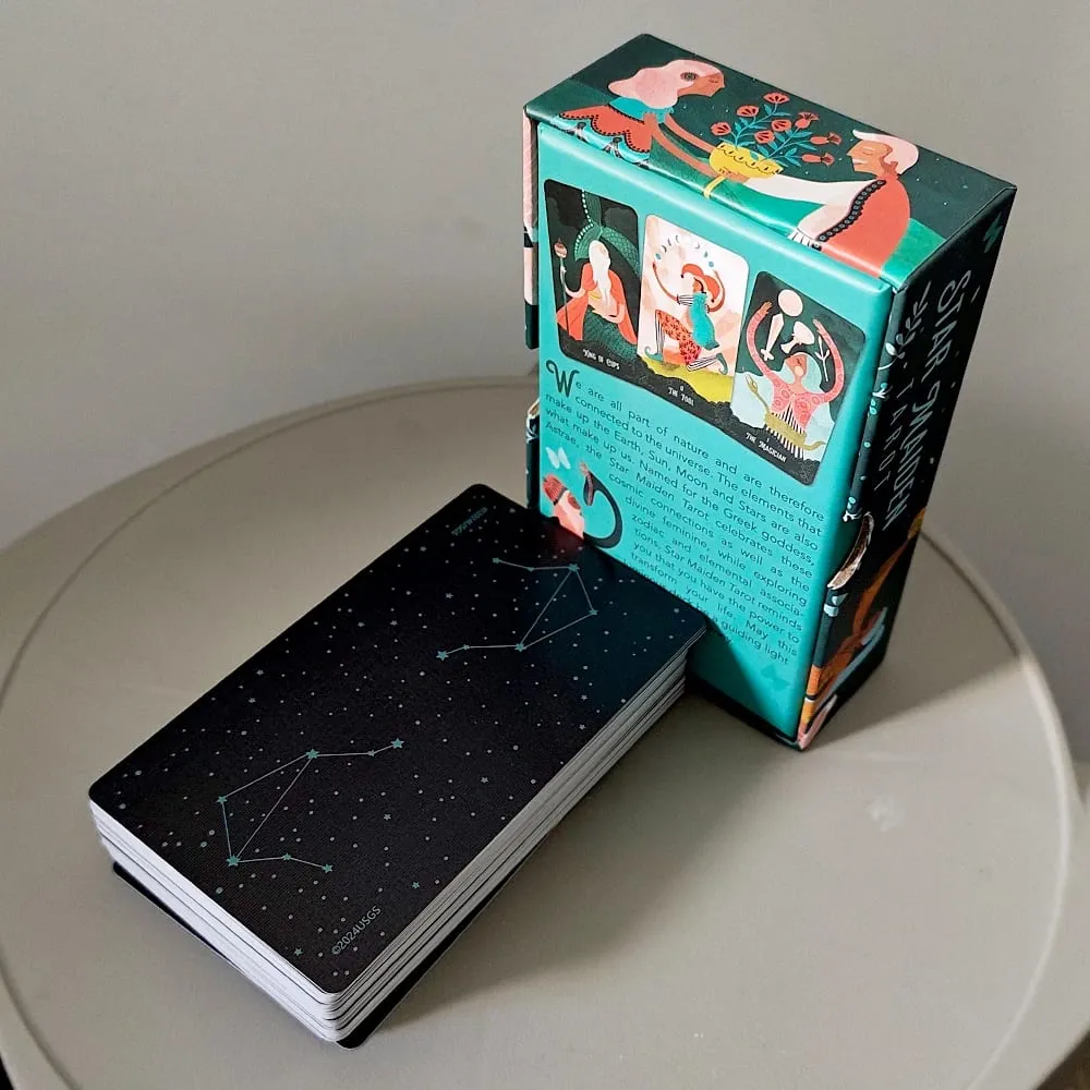 Star Maiden Tarot Pakli 78 kártyapakli Esztétikus Égi Isteni Tarot Kártyák Kétrészes Merev Dobozban 12*7cm Dupla dombornyomással