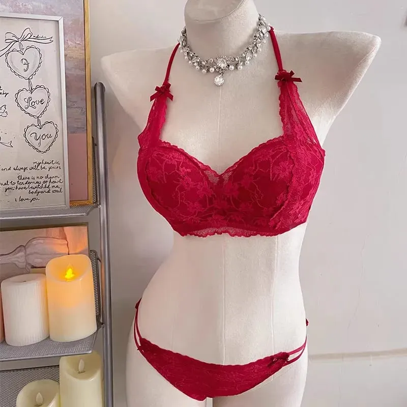セクシーな BANERDANNI חזיית תחרה עם קשת הלטר מרופדת Push Up אלחוטי ללא חוט הלבשה תחתונה רכה חזה קטן לבישת נוחות יומית`