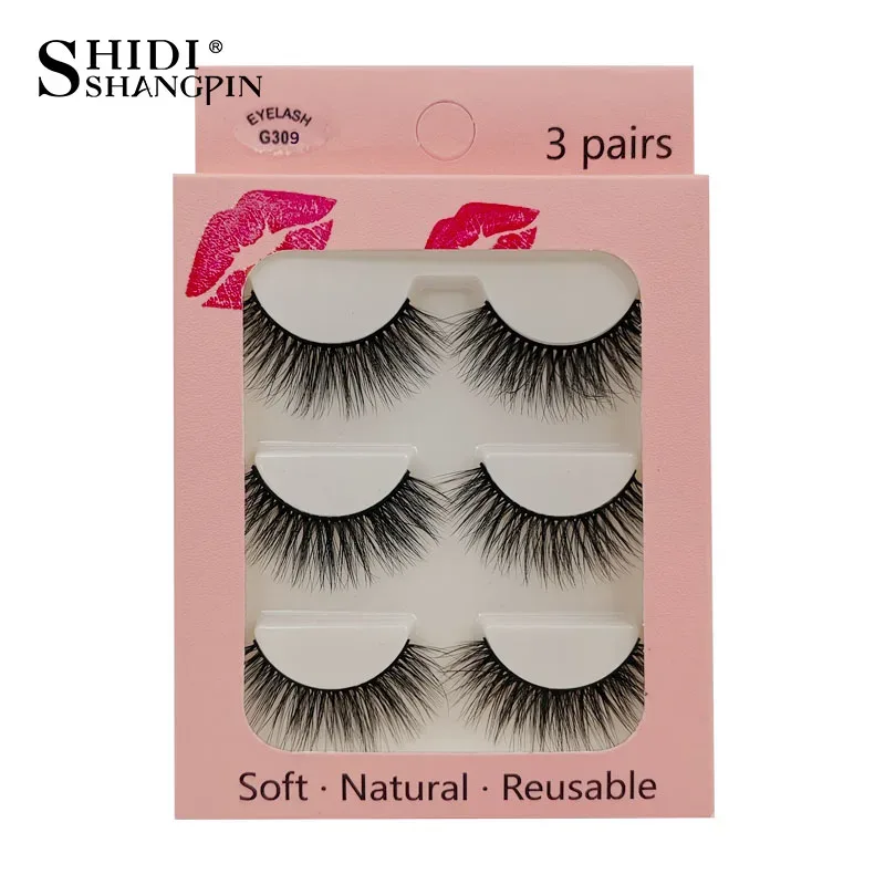 Faux Cils 3 Pairs Ψεύτικες Βλεφαρίδες Φυσικές μακριές 3D Βιζόν Βλεφαρίδες Απαλές Αφράτες Χειροποίητες Ψεύτικες Βλεφαρίδες Εργαλεία Μακιγιάζ Ματιών Maquiagem