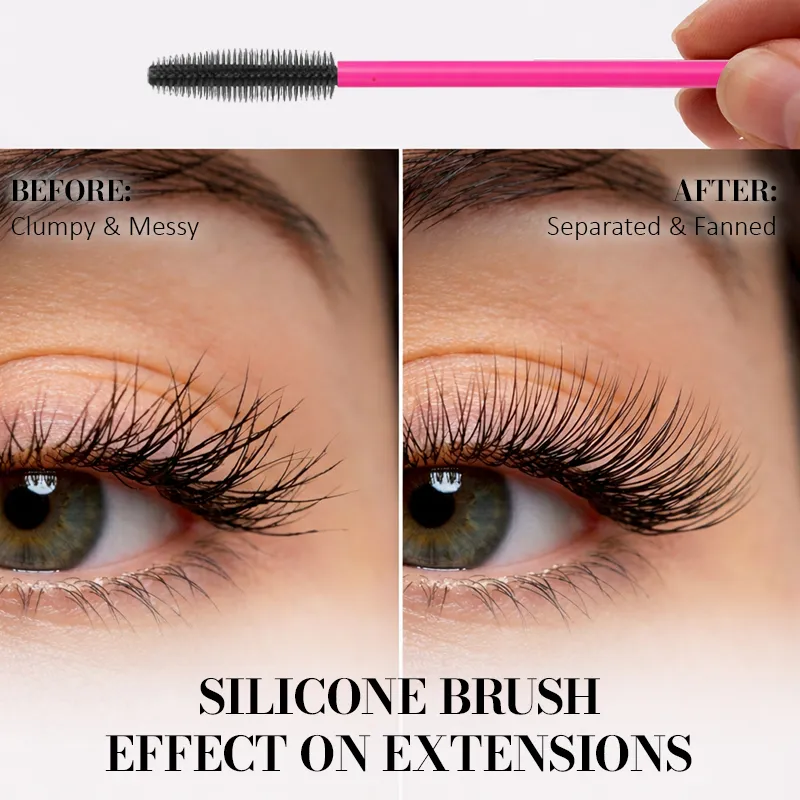 Siliconen Wimperborstel Mascara Wands Applicator Wenkbrauwkam Staaf Spoolies Wimpers Borstels Lash Extension Supplies Make-up Gereedschap