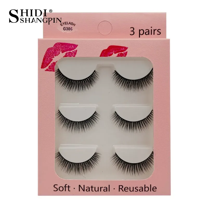Faux Cils 3 Pairs Ψεύτικες Βλεφαρίδες Φυσικές μακριές 3D Βιζόν Βλεφαρίδες Απαλές Αφράτες Χειροποίητες Ψεύτικες Βλεφαρίδες Εργαλεία Μακιγιάζ Ματιών Maquiagem