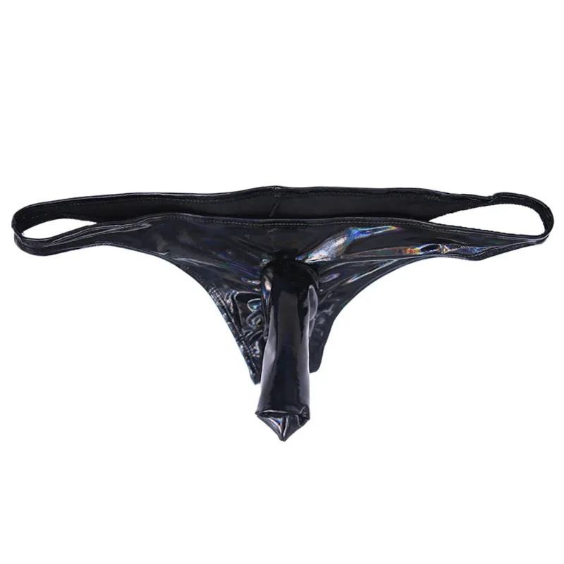 Men Latex Amino Pouch Very Hot Lingerie Separation Briefs Underwear Dazzling Butt Shaping Bikini Solid Unisex Panties Underpants