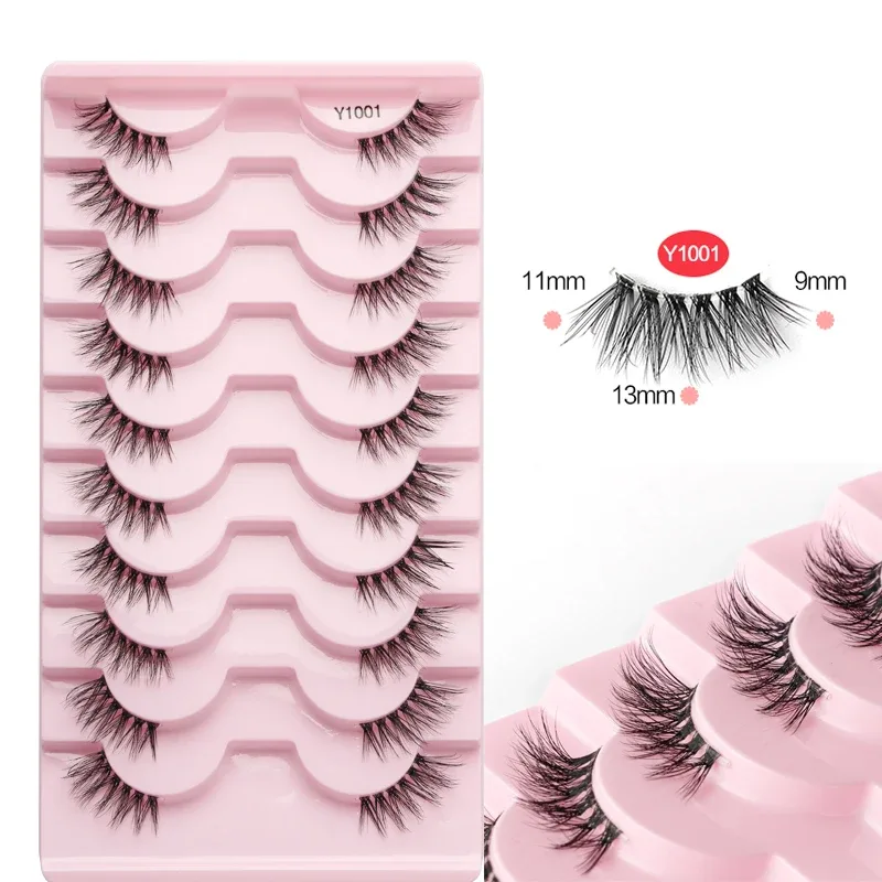 Half Eye Lashes Cat Eye Lashes 3/5/10 Ζεύγη ψεύτικες βλεφαρίδες Αφράτη απαλή φυσική εμφάνιση Clear Band 3D Mink Lashes Extension Μακιγιάζ