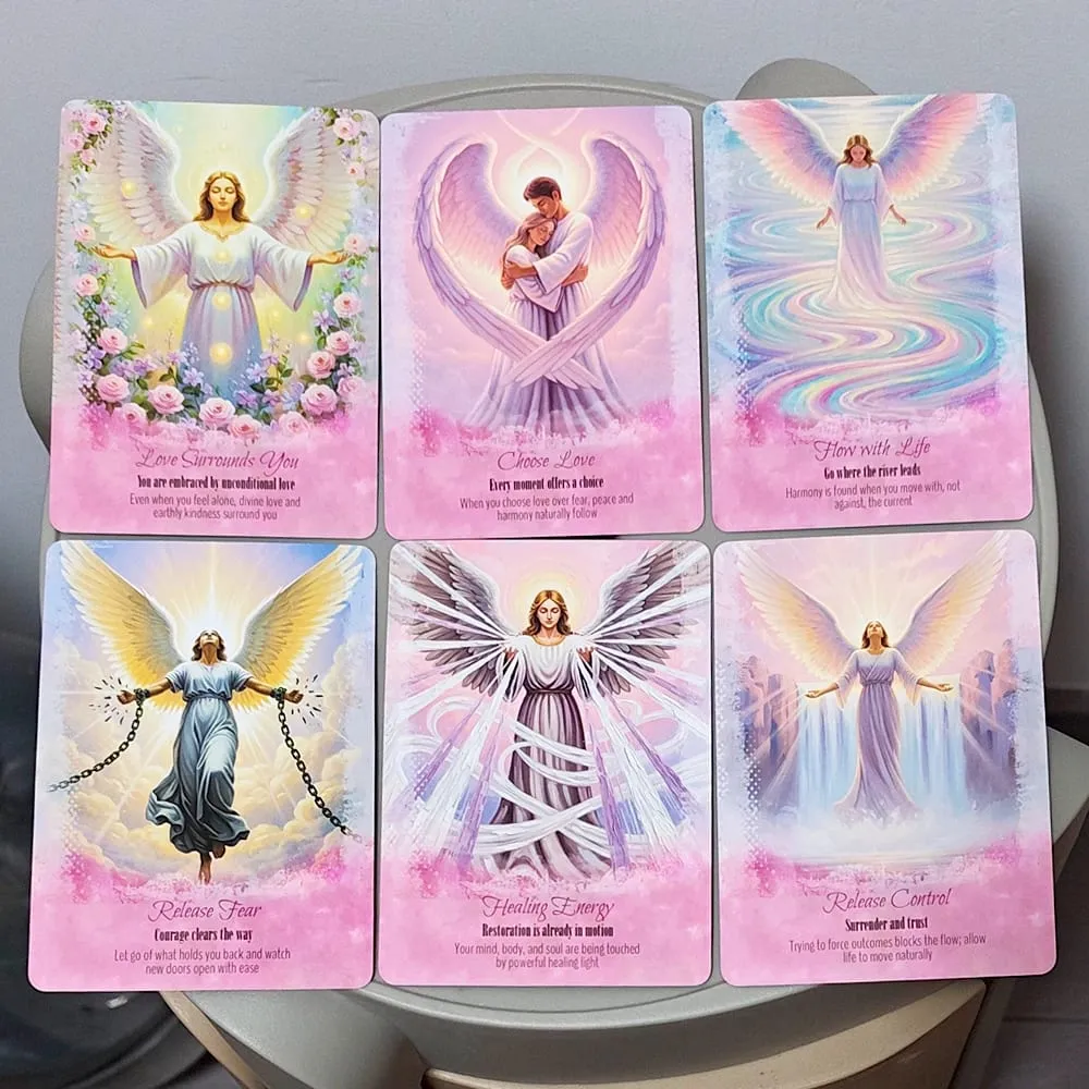 Angels Guidance Oracle Deck - 11.5*8 ס"מ 44 כרטיסים עם ספר הדרכה כרטיסי חיזוי מעוררי השראה בקופסת פח לצמיחה רוחנית