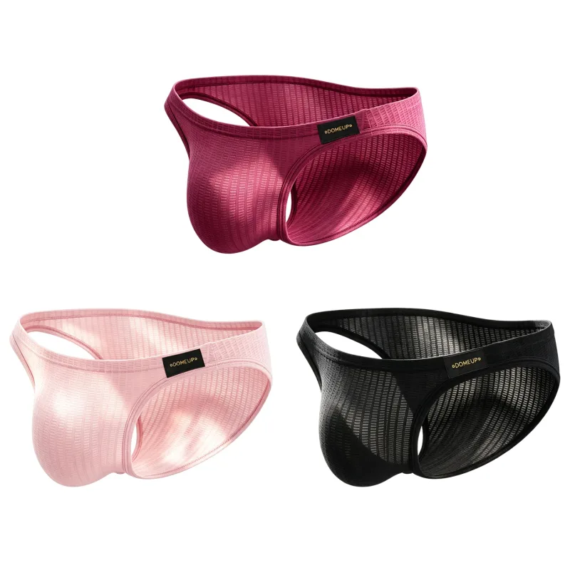 Men's Underwear Ribbed Texture Mens Brief Nylon Elastane Underpants Lightweight Thin Comfortable Male Triangle Underwear M‑XXL