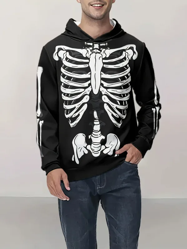 Sudaderas con capucha para hombre, sudadera con estampado de esqueleto en 3D, ropa deportiva con cordón, camisetas de manga larga, jersey de calle, ropa para hombre — image 5