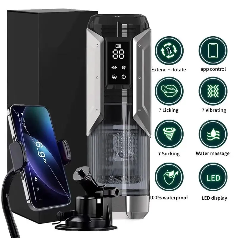 APP LED Automata Férfi Maszturbátor Kupa 7 Szívás Forgó Nyalás Lágyítási módok Zsebi punci simogató szopás férfi szexjátékok