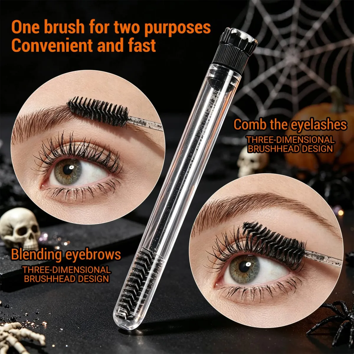 20Pcs Halloween Eyelash Spoolies Mascara Wands para sa Mga Extension Spooky Skull Pumpkin Gothic Eyebrow Brushes Lash Tech Supplies Gif