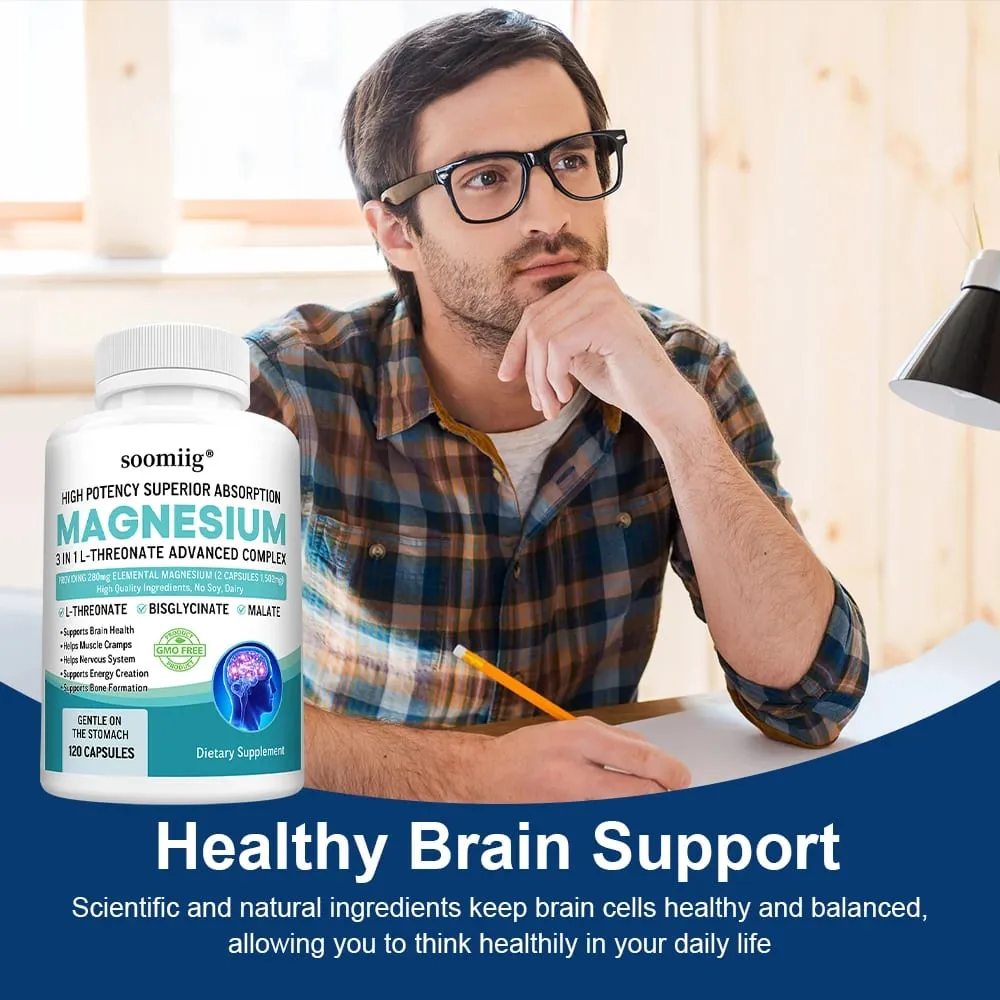 L-Threonate+Glycinate+Malate Magnesium - Βελτιώνει την ποιότητα του ύπνου Υποστηρίζει τη μνήμη και τη γνωστική λειτουργία Προωθεί την υγεία του εγκεφάλου