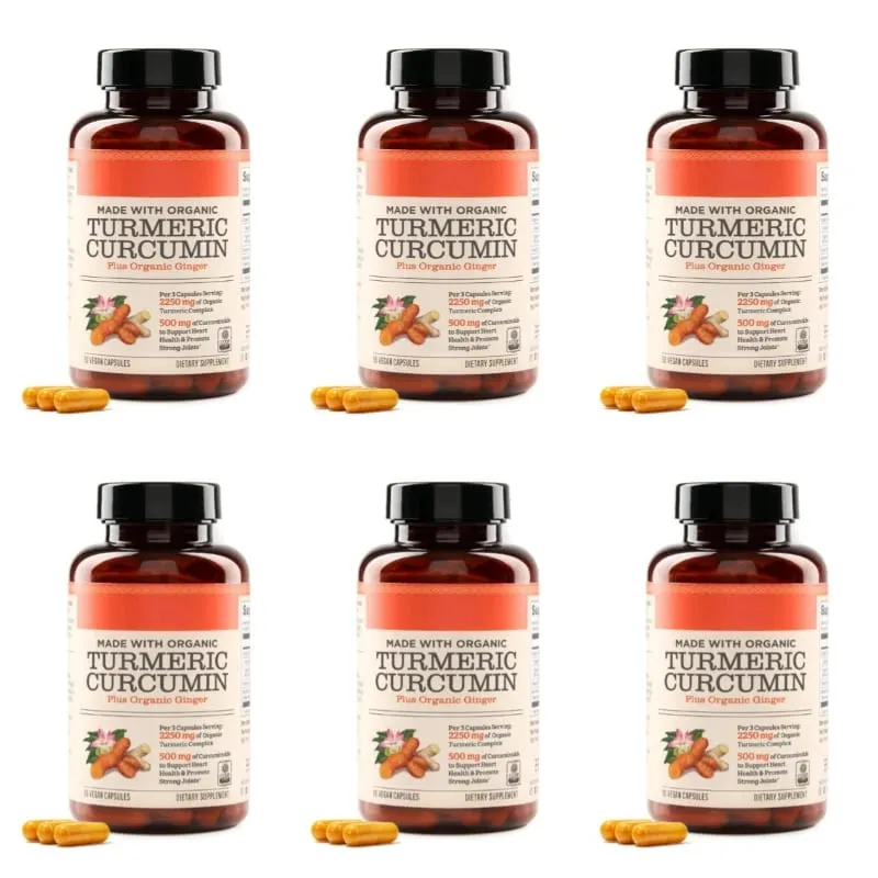 Οι κάψουλες Turmeric Curcumin Plus Vegan κατασκευασμένες με βιολογικό τζίντζερ υποστηρίζουν την υγεία των αρθρώσεων και την υγεία της καρδιάς Μη ΓΤΟ 90 Κάψουλες