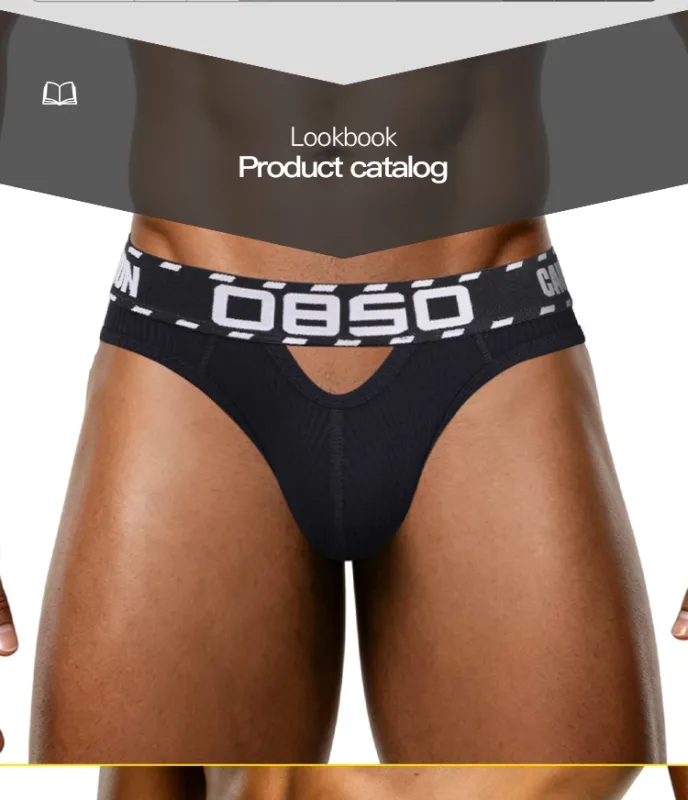 1/3Pcs Cotton Men Underwear Sexy Breathable Bikini Panties Underpants Large Crotch Pouch Mens Briefs with Front and Back Cutouts