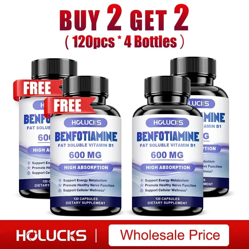 Benfotiamine Capsules with Fat-Soluble Vitamin B1 Support Nerve Health Energy Metabolism & Cellular Wellness for Men & Women