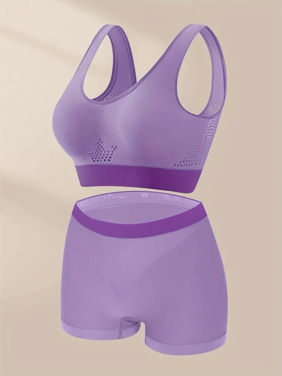 1sET Női fehérnemű szett Nagy méretű Bralette Seamless Melltartó Kényelmes Lélegző Sport Melltartó Stretch Fabric Boxer