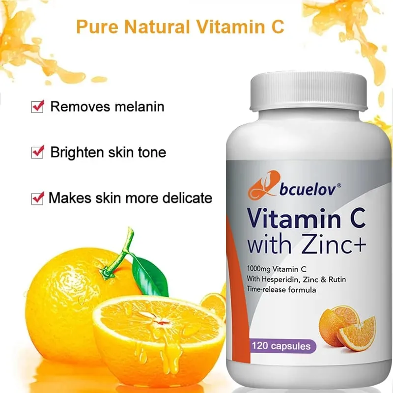 Organic Vitamin C + Zinc Capsules High Absorption Immune Support Antioxidant Collagen Health Supplement - 30/60/120 Bilang