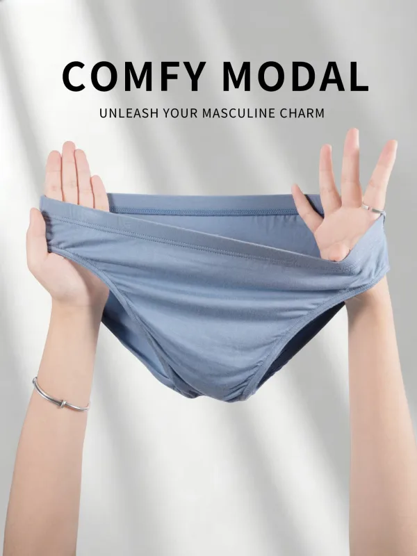 Men's Modal Ultra Thin Bare Feel Briefs, Low Rise High Elastic Breathable 3D Convex Pouch Underwear