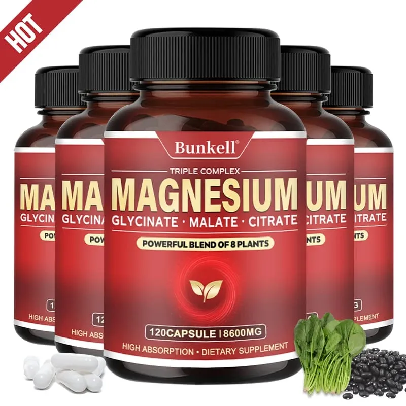 Magnesium Complex - Magnesium Glycinate Malate Citrate - Promotes Energy and Sleep Bone Health Gluten Free and Non-GMO