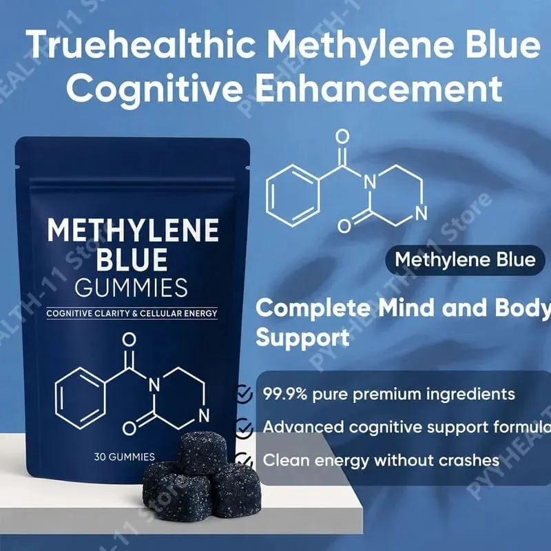 Methylene Blue Compound Gummies 5mg 30/60 Ct Blueberry Flavor para sa Sustained Energy Mental Clarity at Mood Cellular Support