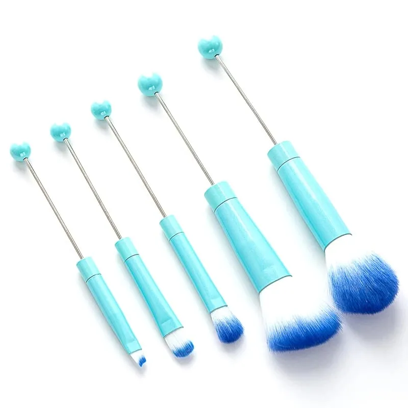 【5Pcs Beaded Eyeshadow Brush Diy Beaded Cosmetic Brush Make Up Brushes Tool Kit Metal Handle Matibay na Eye Makeup Brushes】