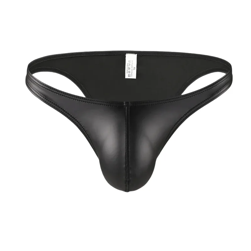 Men's Faux Leather Bikini Briefs Underpants U Pouch Sexy Slips for Men High Quality Lingerie Cuecas Calzoncillos Male Panties