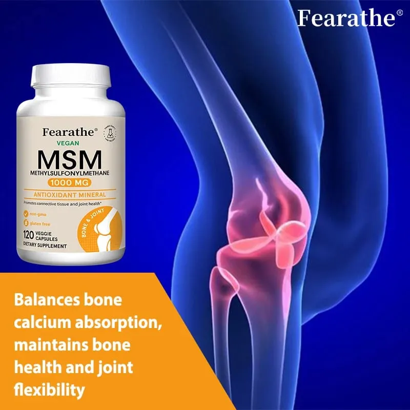 Ang Fearathe Methylsulfonylmethane(MSM)1000 Mg Antioxidant ay Nagtataguyod ng Joint Health Balanced Calcium Absorption Non-GMO Gluten-free