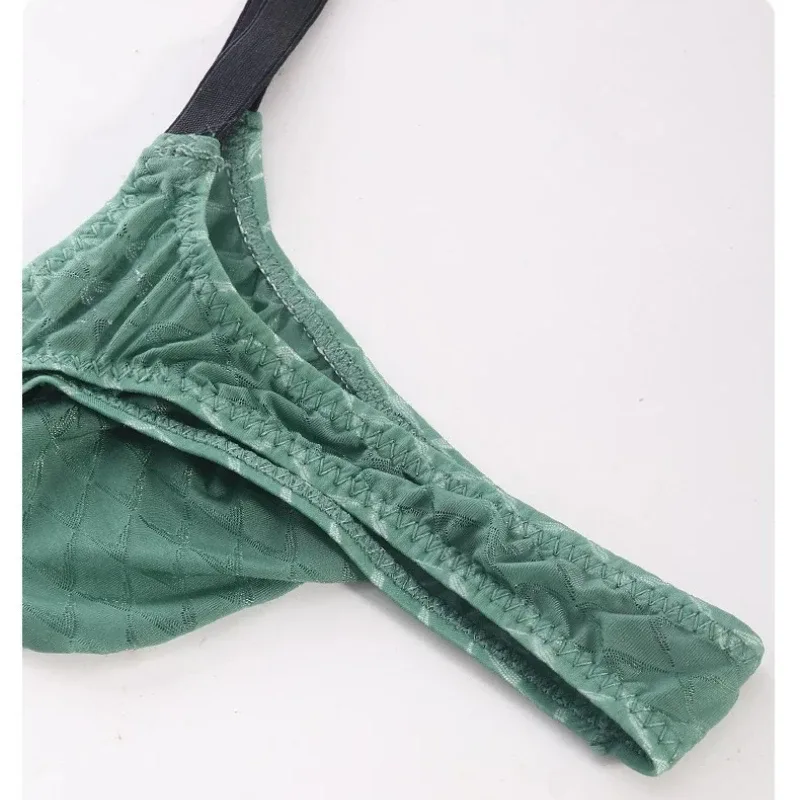 Transparent G-string Men Sexy Mini T-back Thongs See Through Underwear Bulge Pouch Underpants Ice Silk Lingerie Sheer Undies