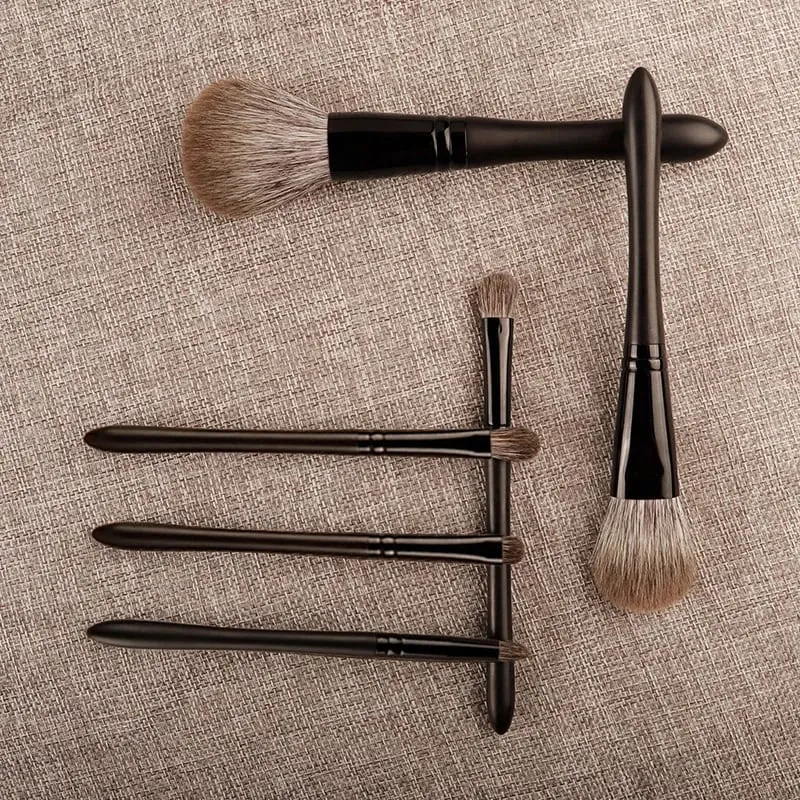 6pcs/set Fox hair Makeup brushes Set Powder Blusher Crease Eyeshadow Detalye Liner Shadow Make up brushes Travle siz Ebony Handle