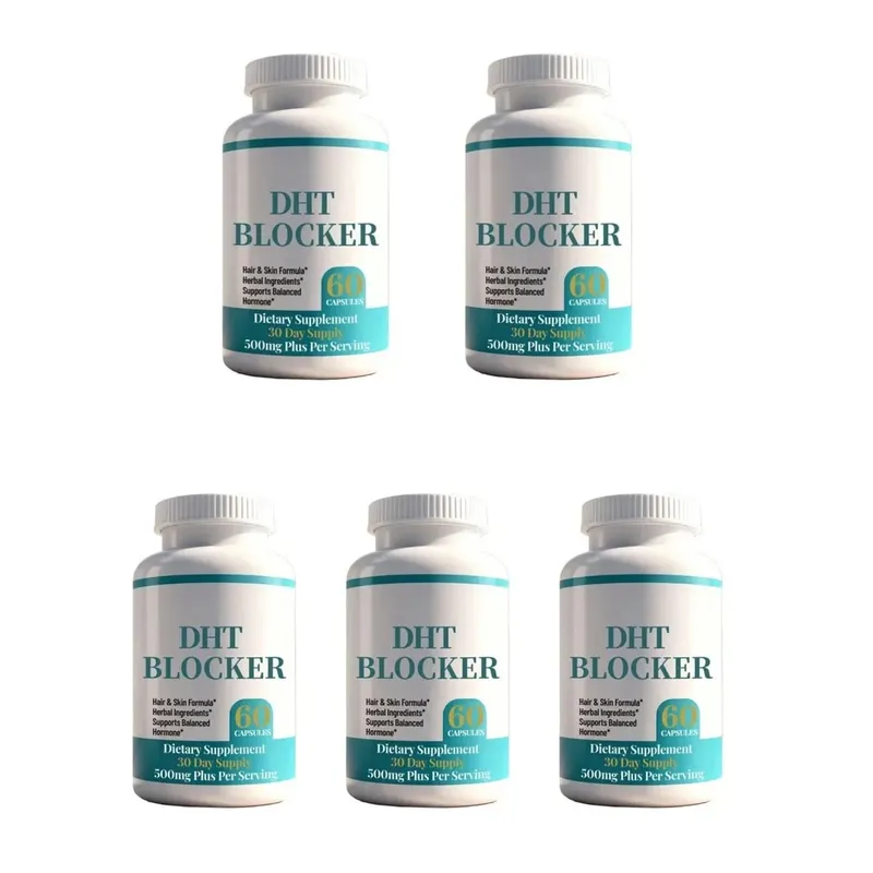 DHT Blocker Capsules na may Biotin 5000mcg Vitamin C D E B6 at Zinc para sa Malusog na Buhok at Suporta sa Balat Gluten-Free 60 Bilang