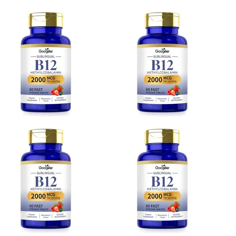 Googeer B12 Methylcobalamin Υπογλώσσια Ταμπλέτες Γρήγορης Διάλυσης με Άρωμα Φράουλα για Καθημερινή Υποστήριξη Άνεσης Σώματος 60 ταμπλέτες