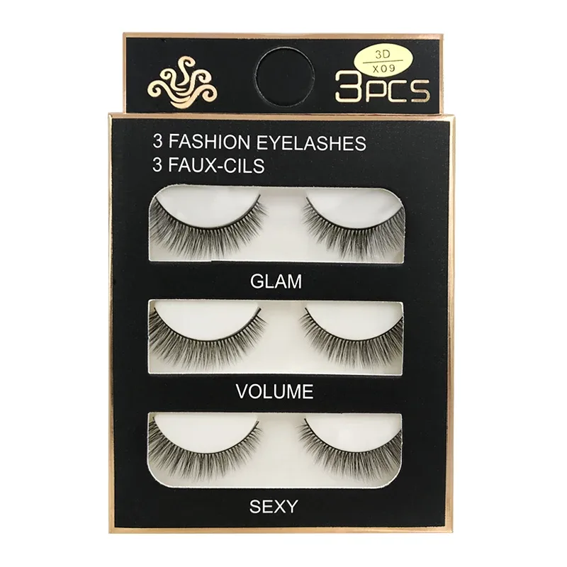 Faux Cils 3 Pairs Ψεύτικες Βλεφαρίδες Φυσικές μακριές 3D Βιζόν Βλεφαρίδες Απαλές Αφράτες Χειροποίητες Ψεύτικες Βλεφαρίδες Εργαλεία Μακιγιάζ Ματιών Maquiagem