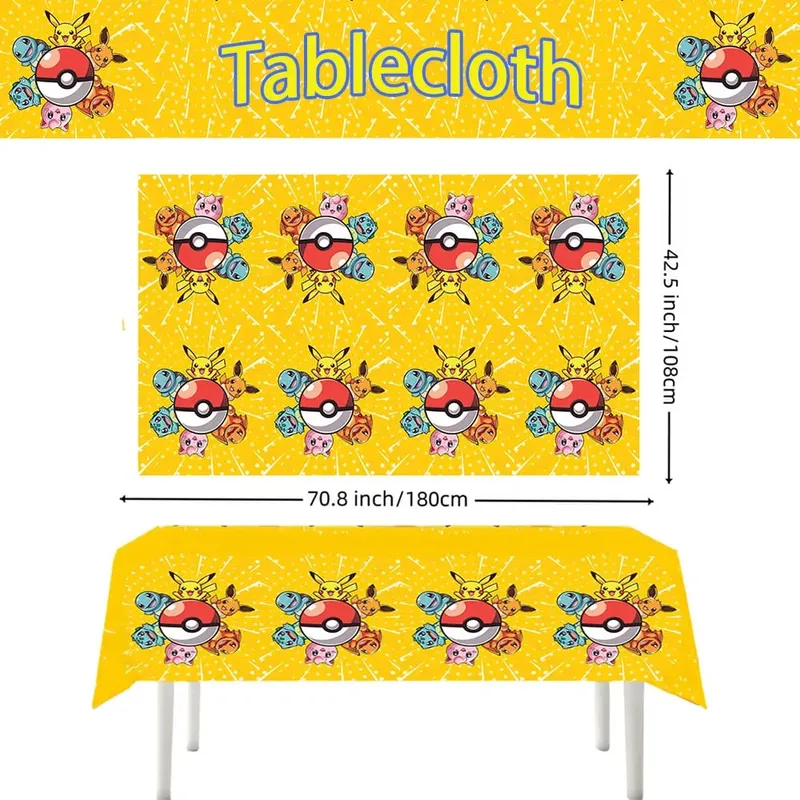 1/10Pcs Pokemon Tablecloth Birthday Dekorasyon Disposable Tablecloth Pikachu Tablecover Mga Regalo sa Kaarawan ng mga Bata Mga Baby Shower Supplies