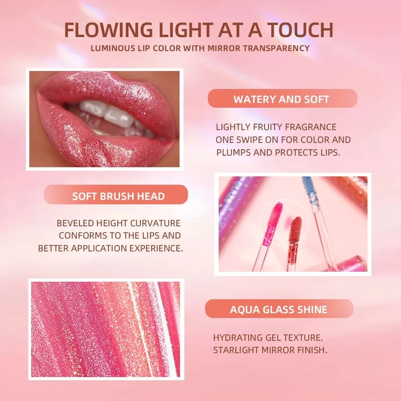 Σετ 9 χρωμάτων Lip Gloss Liquid Lipstick μακράς διαρκείας Glitter Ενυδατικό φωτεινό Lipgloss Μακιγιάζ Shiny Lip Glaze Kit
