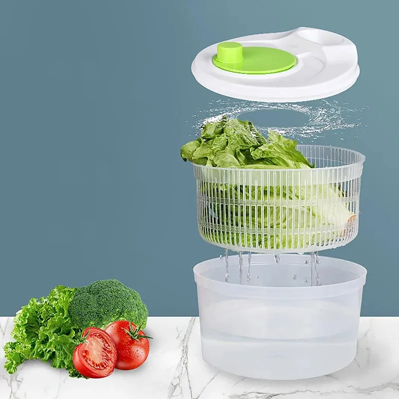 Salad Spinner Dryer Vegetable Fruit Food Drain Basket Dehydrator Quick Washing Drying Εγχειρίδιο Φυγόκεντρος Κουζίνα Οικιακό Εργαλείο