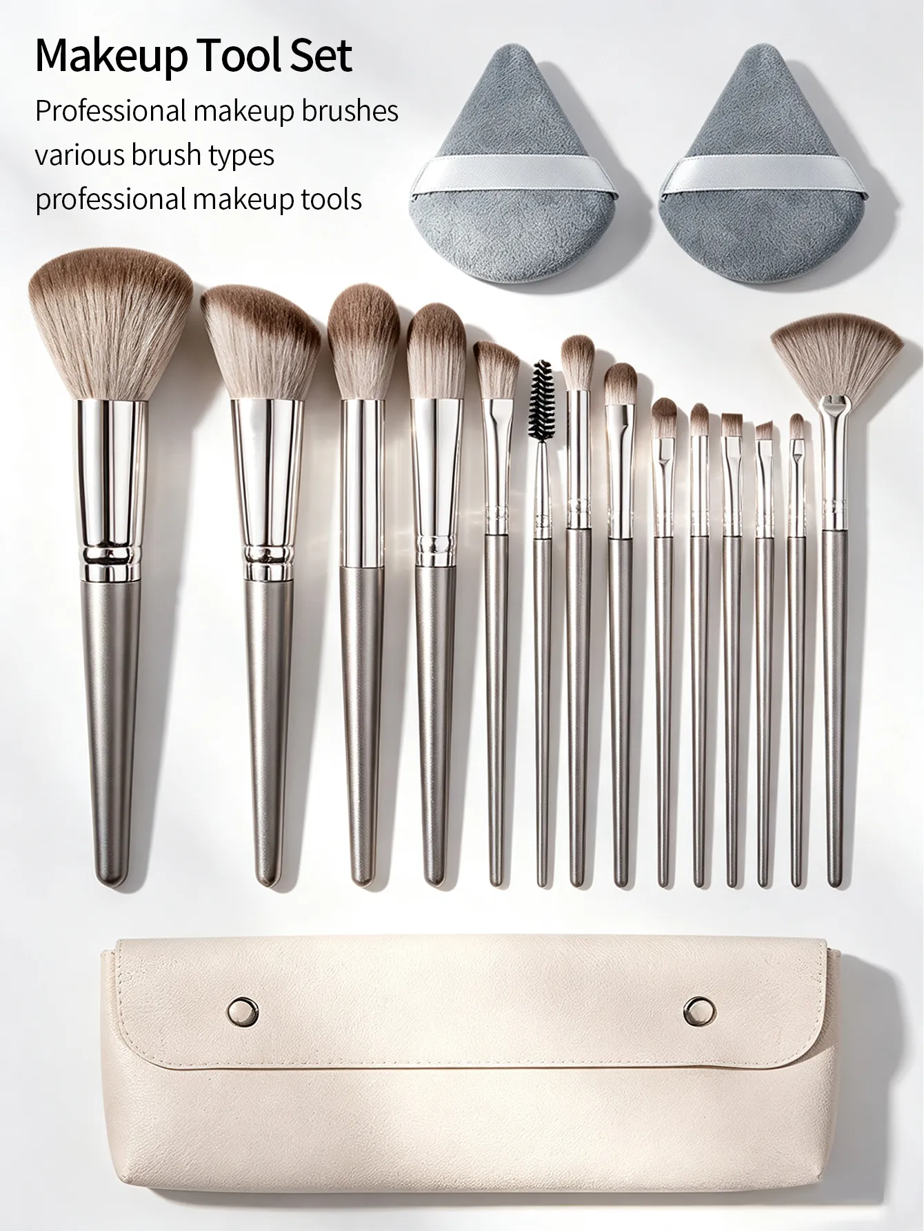 17-delige make-upborstelset Zacht pluizig professioneel cosmetisch foundationpoeder Oogschaduw Kabuki Blending Make-upborstel Beauty Tool