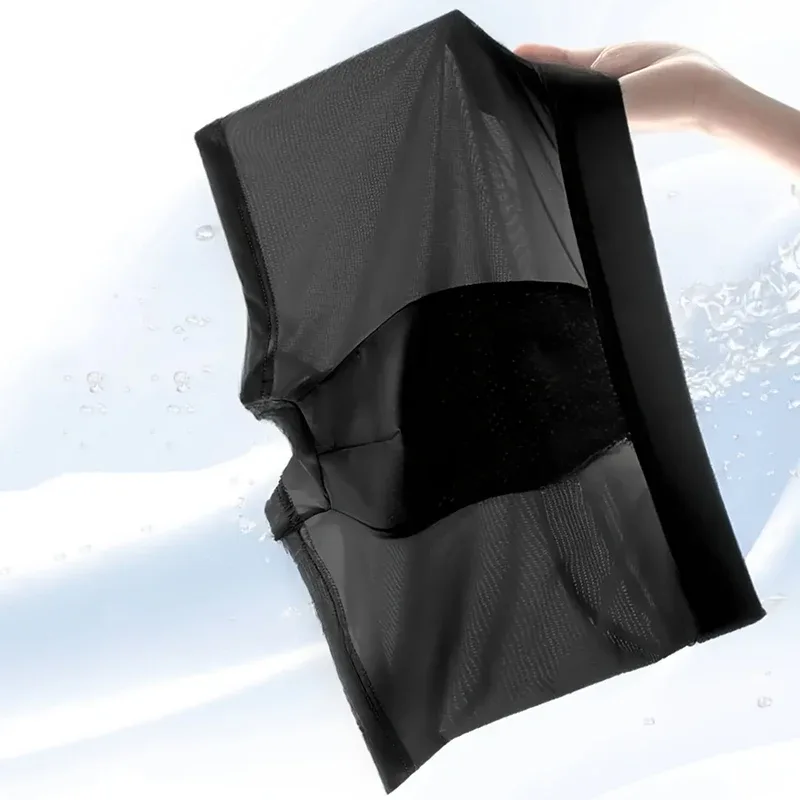 3-Piece Set Of Pure Black Breathable Ice Silk Men's Flat Leg Pants, Comfortable, Casual, And Sporty Men's Square Leg Pants