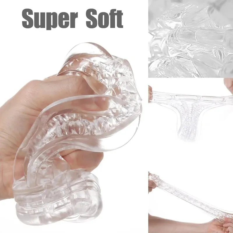 Male Masturbator Soft Pussy Sex Toys Transparent Vagina Adult Endurance Exercise Sex Products Vacuum Pocket Cup For Men