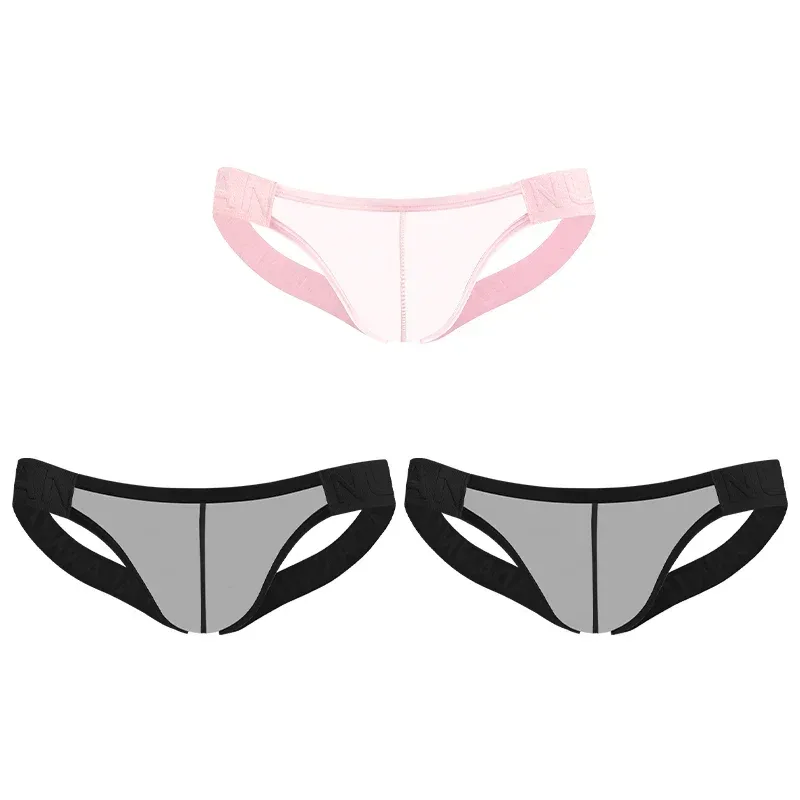 Trendy Men's Thong Comfortable Passionate Fitness Underwear Show Buttocks Personality Transparent Men Summer Triangle Brief