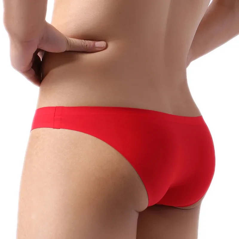 Seamless Briefs Underwear for Men Ice Silk Sexy Underpants Cuecas Ultra-thin Mens Bikini Seamless Lingerie Hombre Slip Male