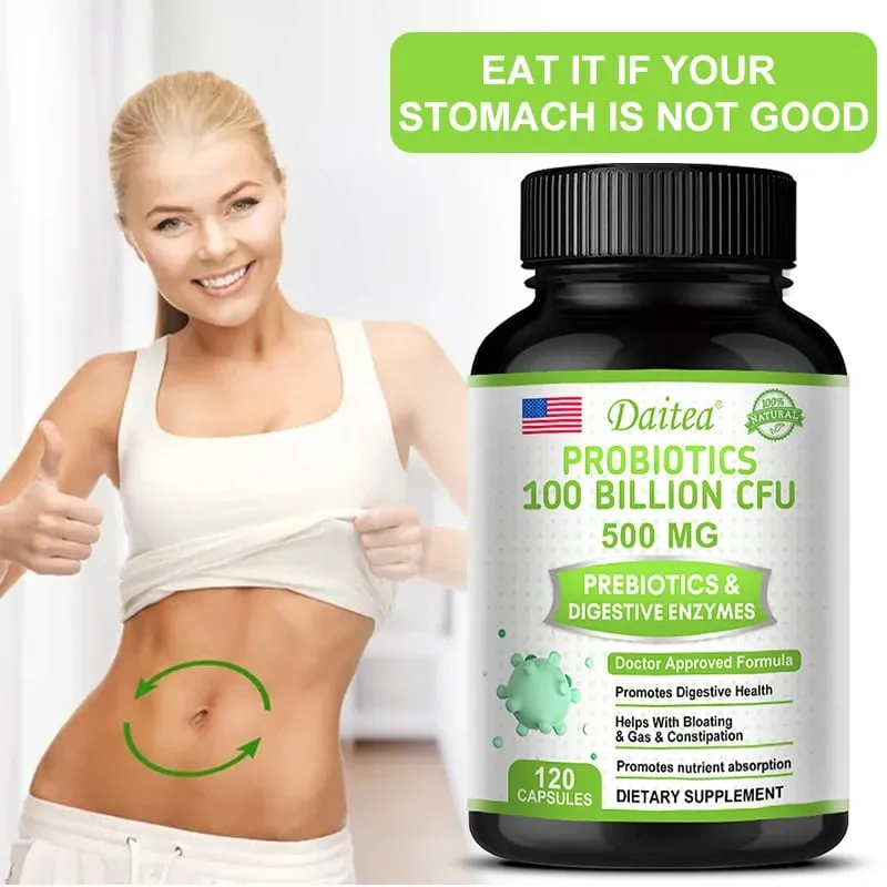 Probiotics 100 Billion CFU na may Prebiotics at Digestive Enzymes Gut Health Digestion Bloating Relief at Immune Support