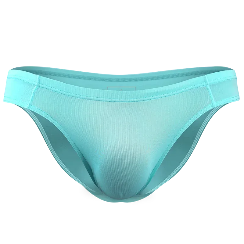 2PCS Men's Underpants Ice Silk Breathable Sexy Thin U Convex Transparent One Piece Low Waist Triangle Shorts Head