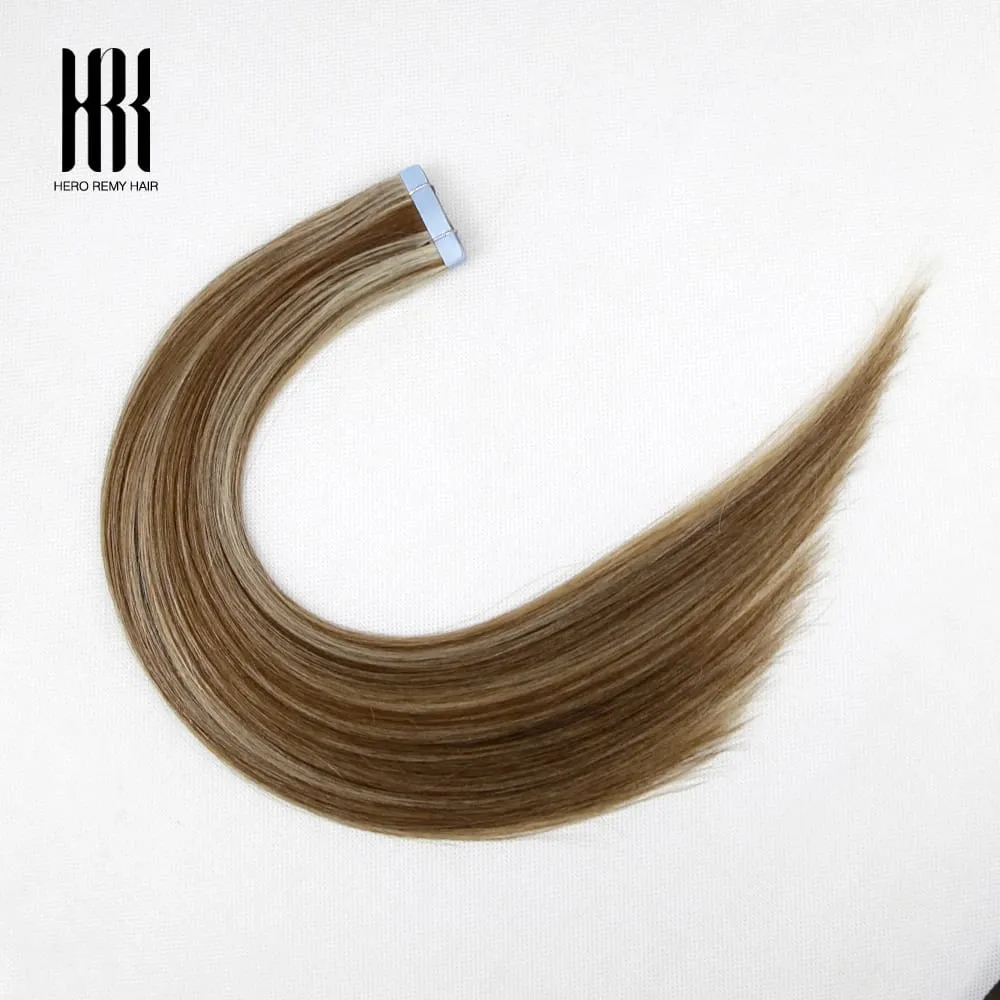 Hero Remy Hair Tape בתוספת שיער טבעית שיער אדם צבע בלונד 100% רמי שיער אנושי דבק עור ללא תפרים 2.5 גרם/חתיכה