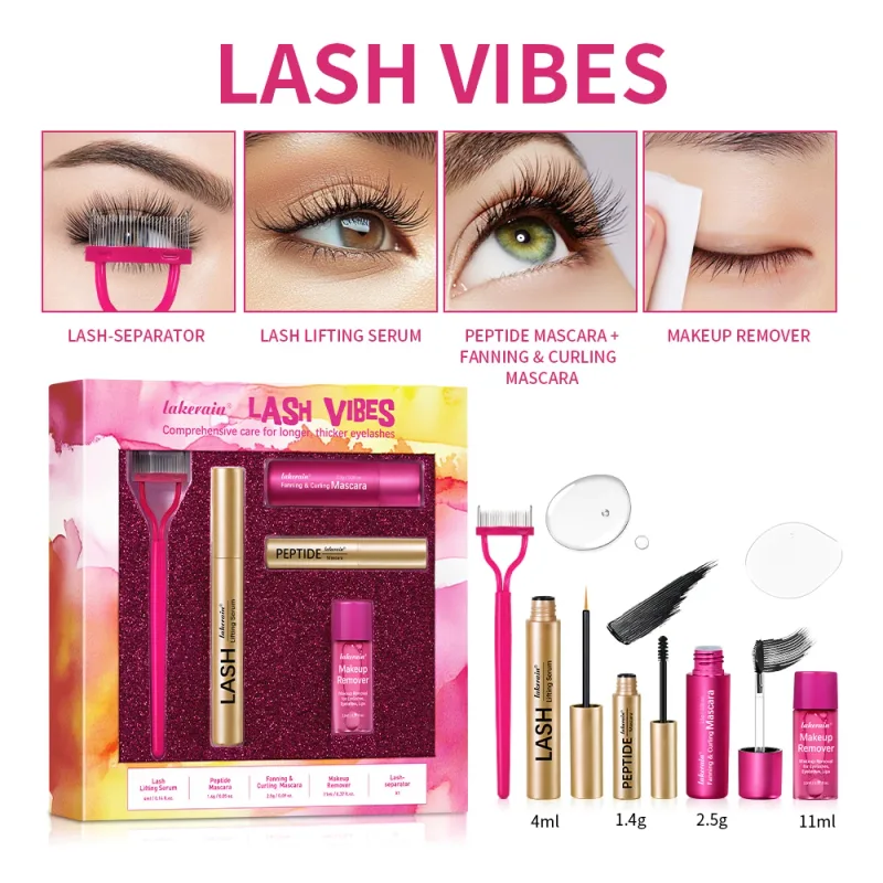 4Pcs/Set Fast Growth Eyelash Serum Treatment Lengthening Curling Mascara Lash Separator Curly Lash Kit Eye Care Makeup Cosmetic