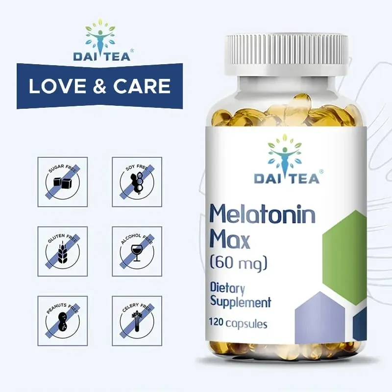 Melatonin MAX (60 Mg) Quick Dissolve Capsules - Fall Asleep Faster Promote Deep Sleep and Rest Easy To Take Immune Health