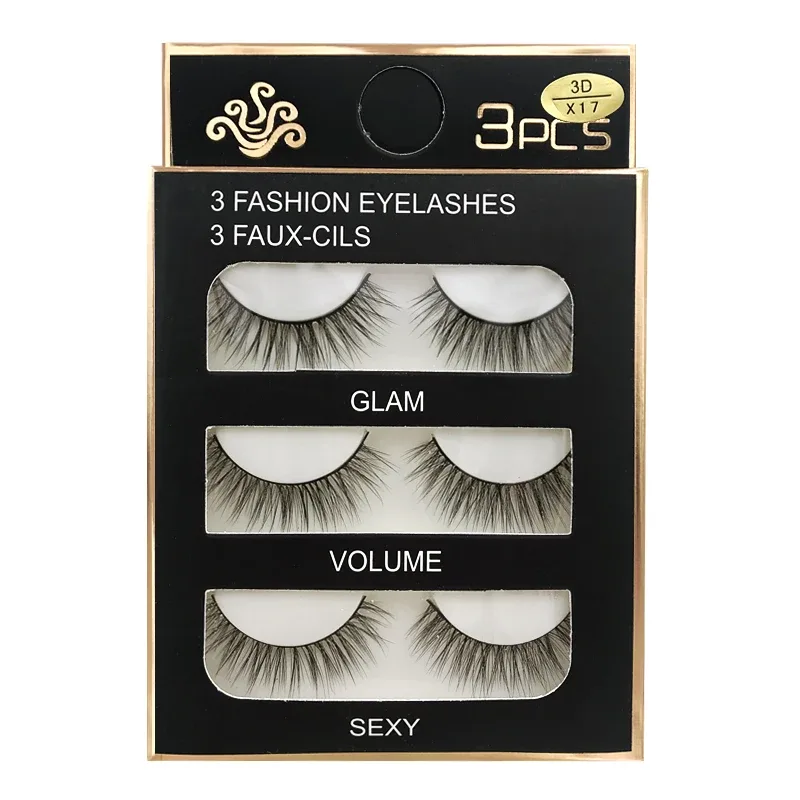 Faux Cils 3 Pairs Ψεύτικες Βλεφαρίδες Φυσικές μακριές 3D Βιζόν Βλεφαρίδες Απαλές Αφράτες Χειροποίητες Ψεύτικες Βλεφαρίδες Εργαλεία Μακιγιάζ Ματιών Maquiagem