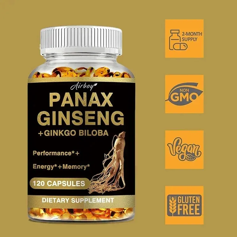 Panax Ginseng + Ginkgo Biloba - תמיכה חיסונית לשפר את הביצועים הפיזיים לשפר את הזיכרון ולשמור על הבריאות הכללית