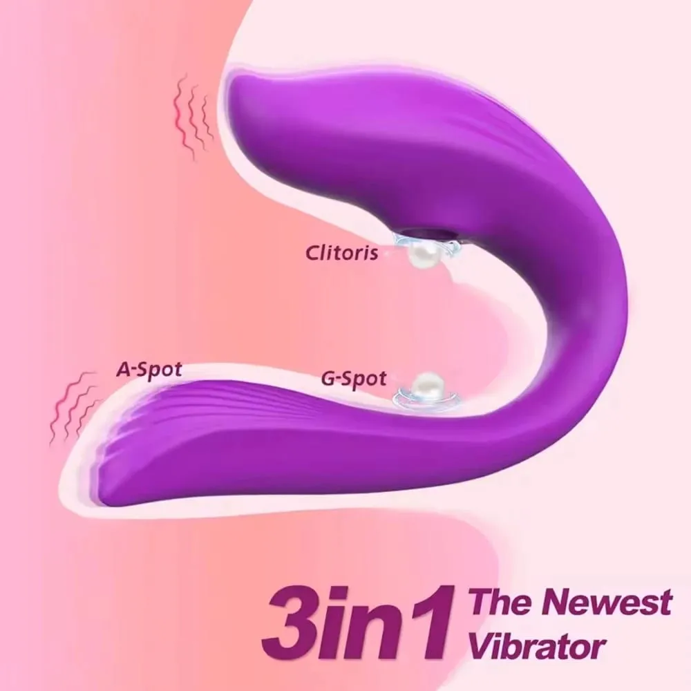 Powerful Sucking Wireless Remote Vibrator Wearable U Shaped Dildo Massager Dual Clit Stimulation Couple Adult Sex Toys for Women